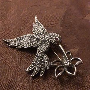 Marcasite look pin and matching earrings